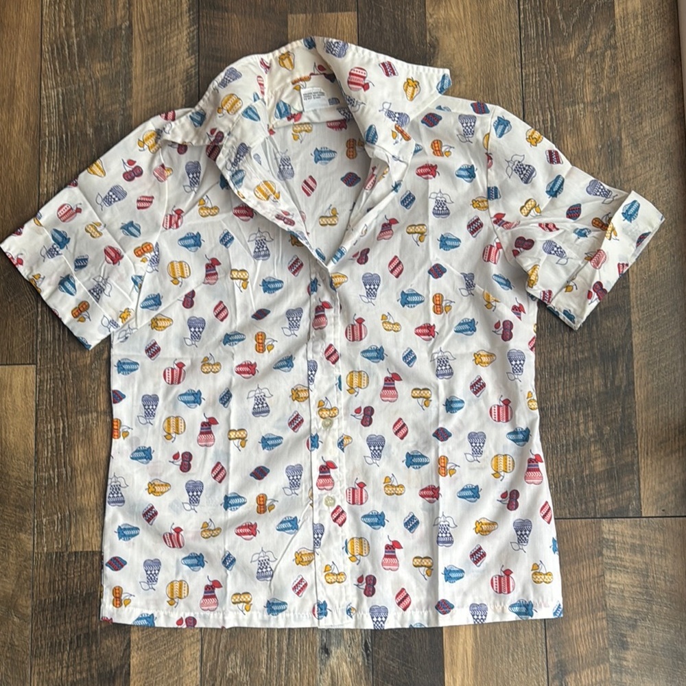MISS K VINTAGE | Colorful Fruit Patterned Women’s Shirt Cropped Medium